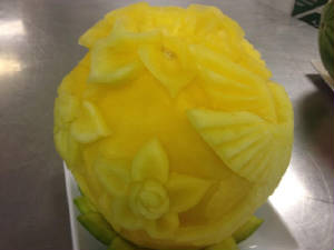 carved honeyrock melon