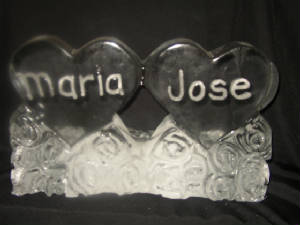 Double hearts ice carving