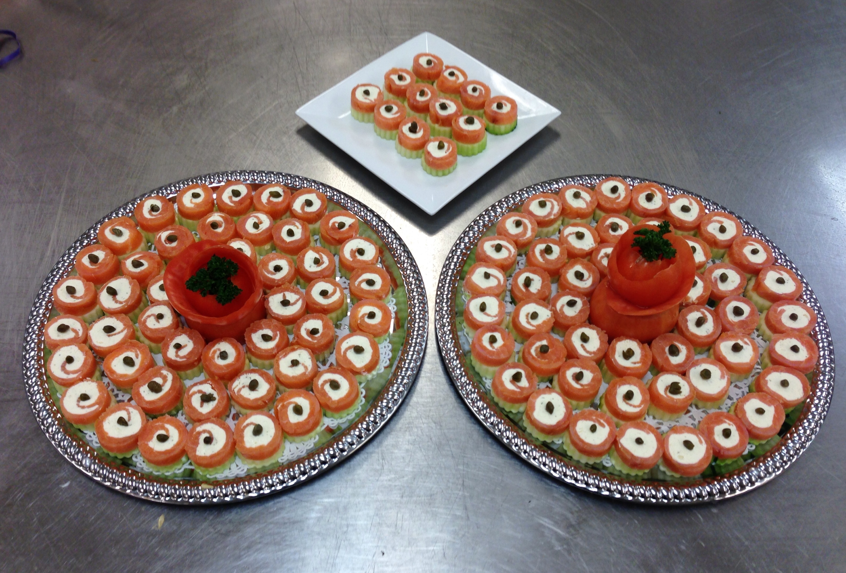 Smoked Salmon Pinwheels buffet platter